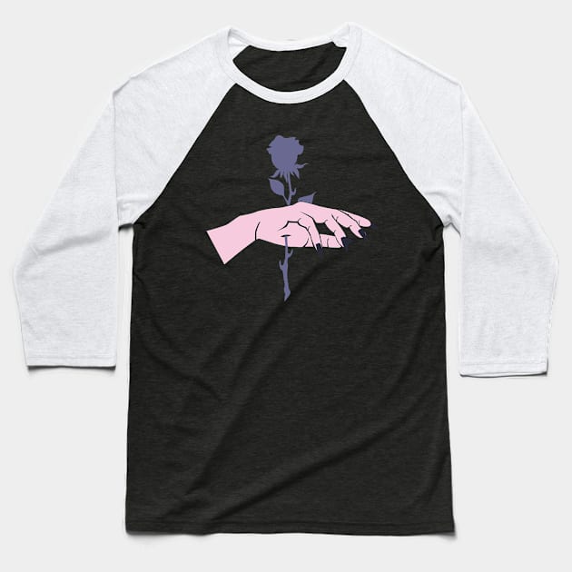 Hand & rose. Baseball T-Shirt by candelanieto